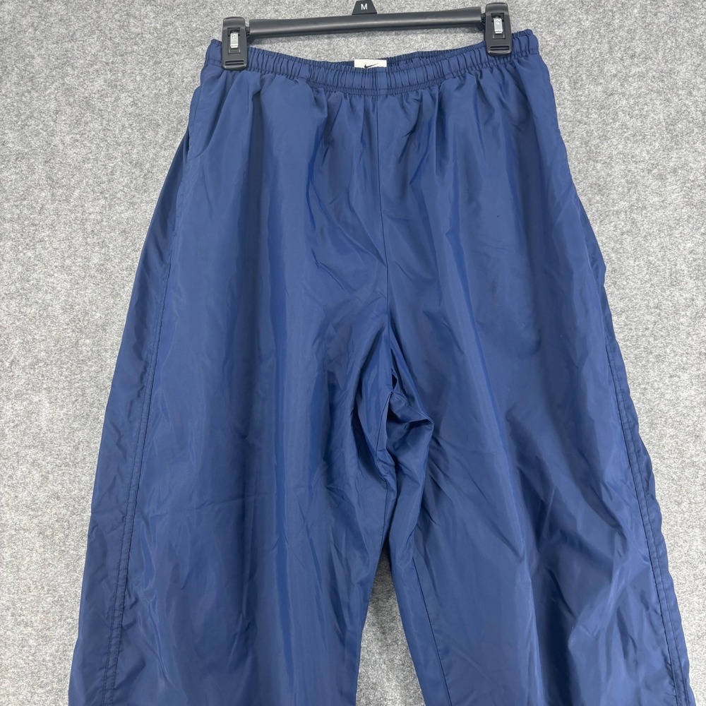 Nike Vintage Navy Blue Nylon Windbreaker Track Pants Jersey Lined Mens L 12-14